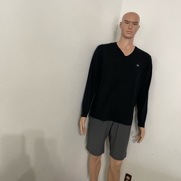 Men's Lacoste long Sleeve V Neck T Shirt Blue Navy Size 6 - Picture 9 of 14